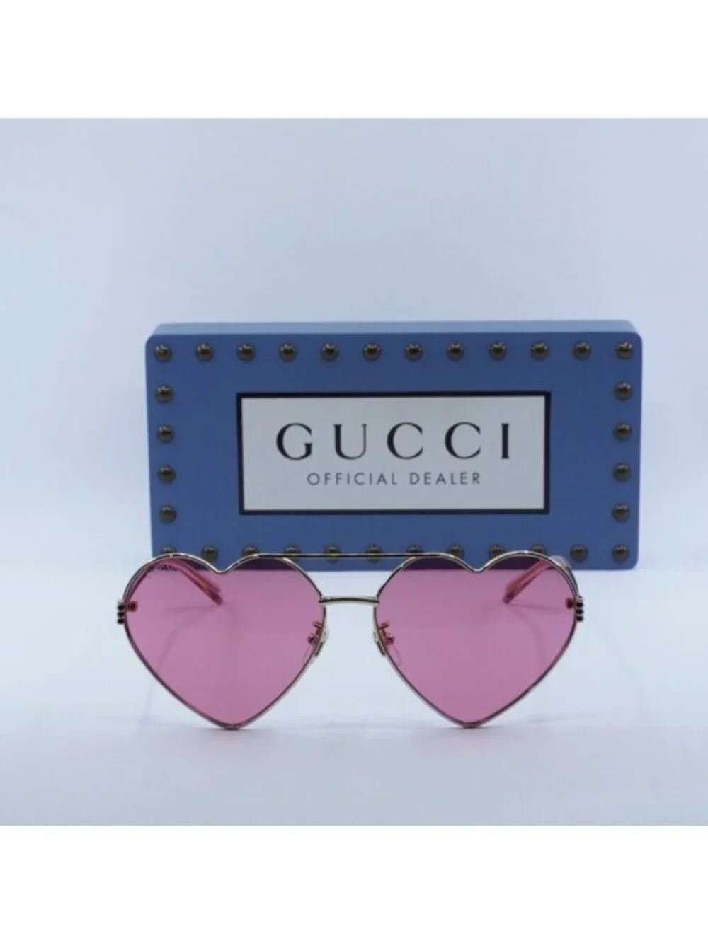 Gucci GG1283S 002 Geometric Sunglasses - Gold\Cyclamen